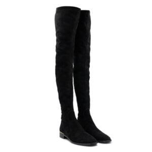 Louis Vuitton Black Suede Skyline Flat Thigh High Boots