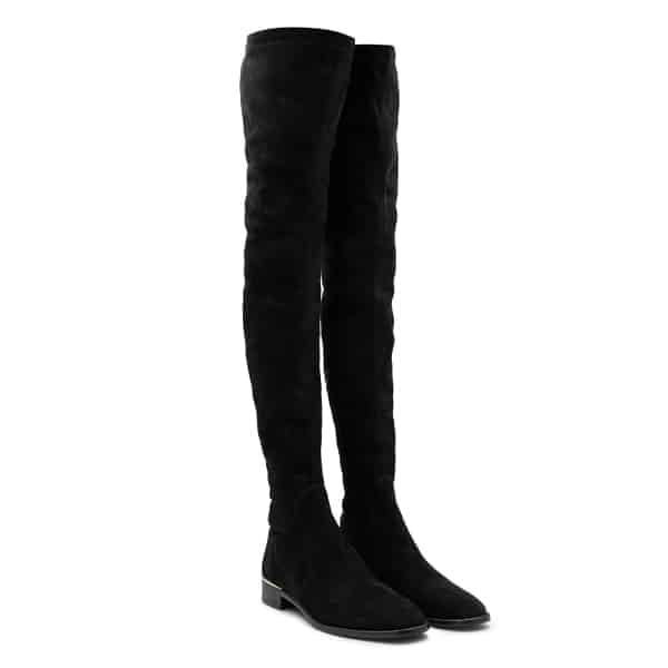 Louis Vuitton Black Suede Skyline Flat Thigh High Boots