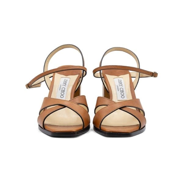 Jimmy Choo Brown Vachetta Leather Joya 85 Sandals - Image 4