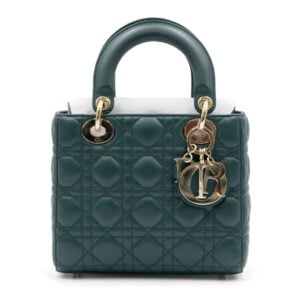 Dior Green Cannage Leather Small My Lady Dior Tote