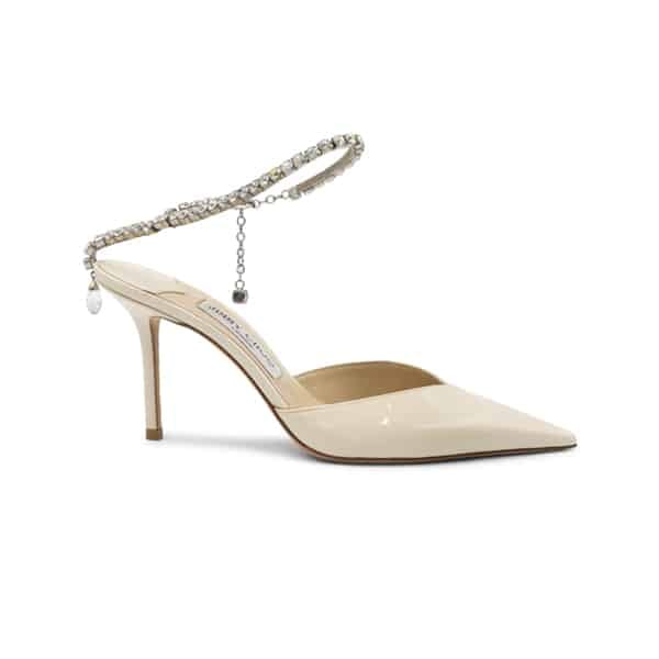 Jimmy Choo White Patent Leather Saeda 85 Pumps - Image 2