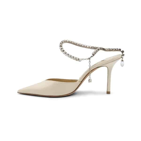 Jimmy Choo White Patent Leather Saeda 85 Pumps - Image 3