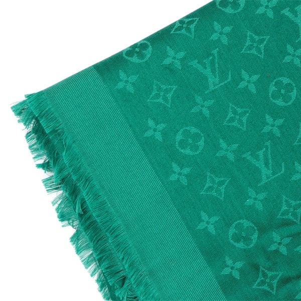 Louis Vuitton Green Monogram Silk Wool Blend Shawl 140 x 140 - Image 2