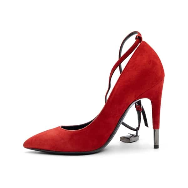 Tom Ford Red Suede Padlock Pumps - Image 3