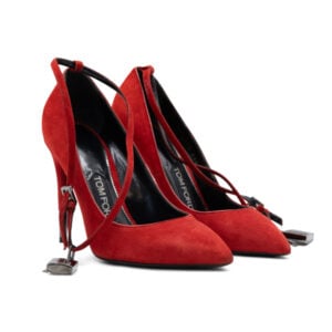 Tom Ford Red Suede Padlock Pumps