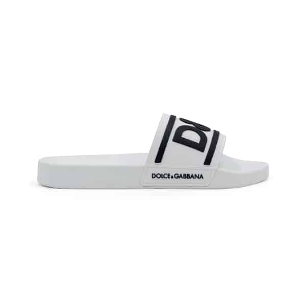 Dolce & Gabbana White Rubber DG logo Beach Slides - Image 2