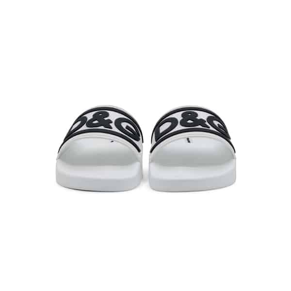 Dolce & Gabbana White Rubber DG logo Beach Slides - Image 4