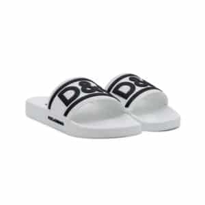 Dolce & Gabbana White Rubber DG logo Beach Slides