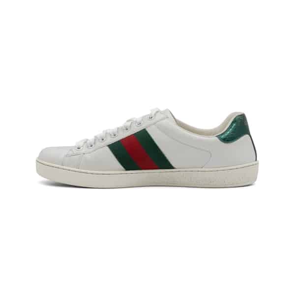Gucci White Leather Snake Embroidered Ace Sneakers - Image 3