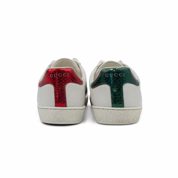 Gucci White Leather Snake Embroidered Ace Sneakers - Image 5