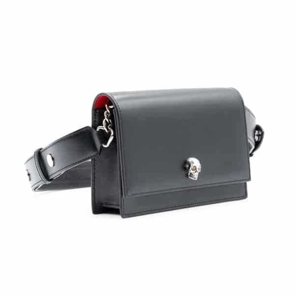 Alexander McQueen Black Leather Biker Skull Small Crossbody Bag - Image 3