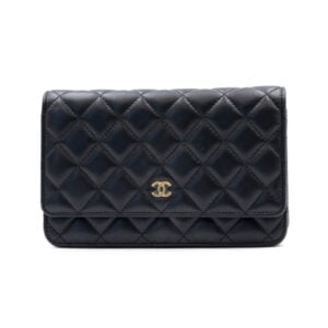 Chanel Classic Black Quilted Caviar Wallet on Chain