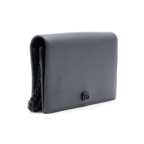 Gucci Black Leather Mini GG Marmont Chain Wallet - Image 3