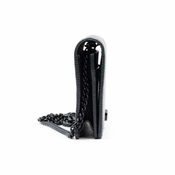 Gucci Black Leather Mini GG Marmont Chain Wallet - Image 4