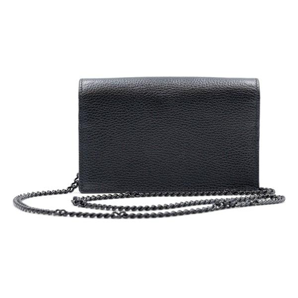 Gucci Black Leather Mini GG Marmont Chain Wallet - Image 2