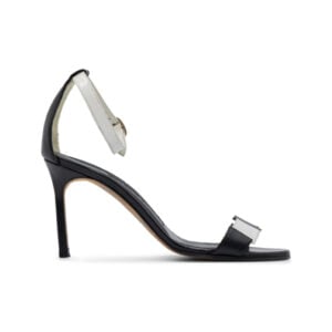 Alternative view of Manolo Blahnik Black / White Leather Dariusha 90 Ankle Strap Sandals