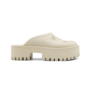 Alternative view of Gucci White Rubber Perforated G Platform Slide Sandals