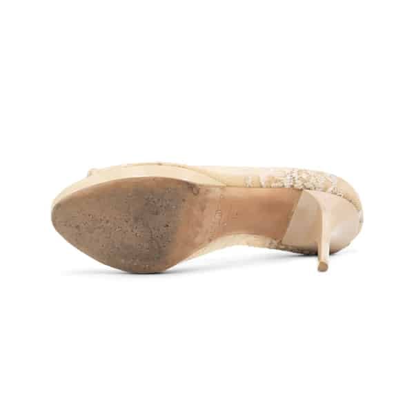 Jimmy Choo Nude Lace Luna Open Toe Pumps - Image 6