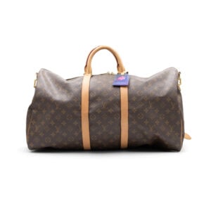 Louis Vuitton Monogram Canvas Keepall Bandouliere 55 + Courchevel Luggage Tag