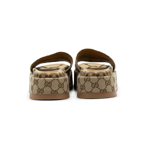Gucci Beige Jumbo GG Canvas Platform Slides - Image 5