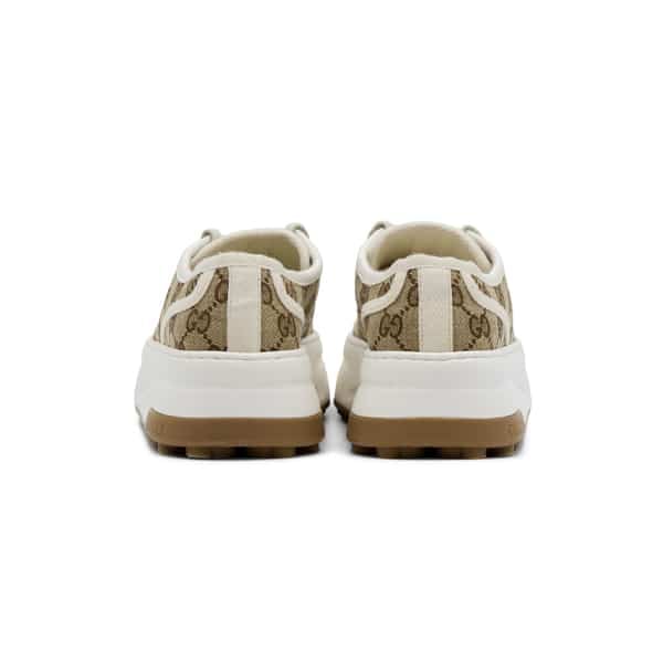 Gucci Beige / White Canvas GG Platform Tennis 1977 Sneakers - Image 5