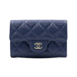 Chanel Navy Blue Caviar Quilted Leather Classic Flap Card Holder