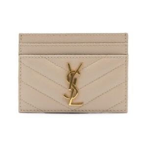 Saint Laurent Chevron Grained Leather Cassandre Card Holder