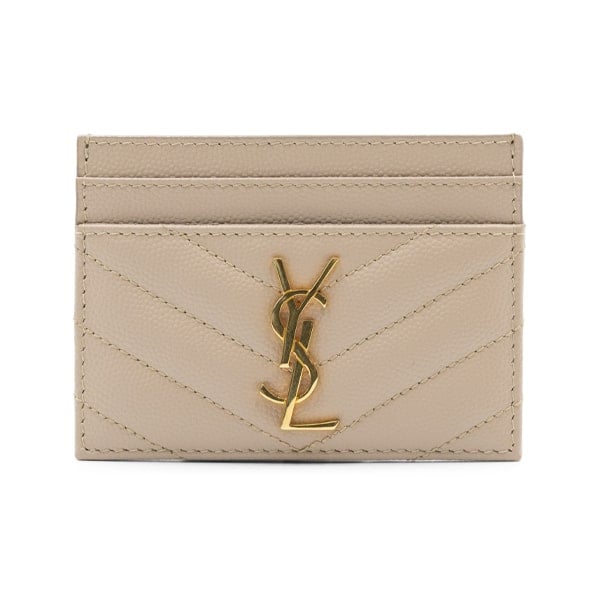 Saint Laurent Chevron Grained Leather Cassandre Card Holder