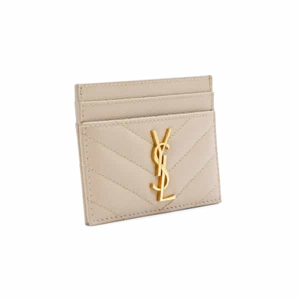 Saint Laurent Chevron Grained Leather Cassandre Card Holder - Image 3