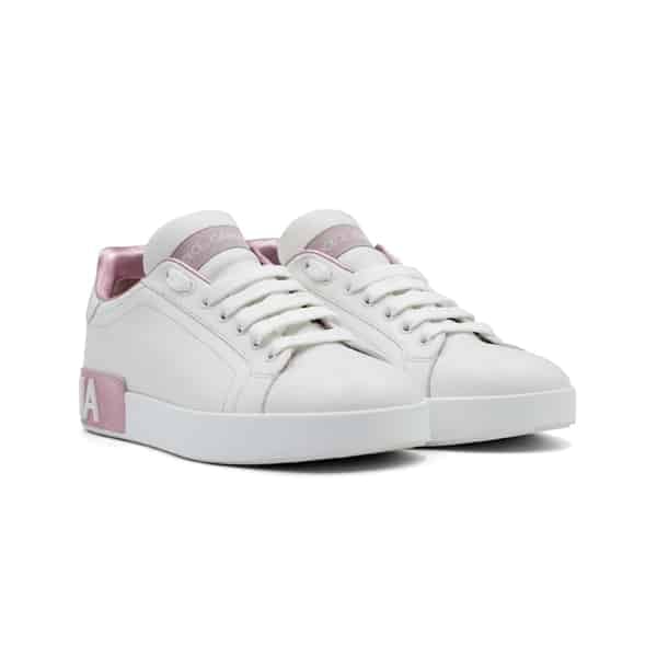 Dolce & Gabbana White / Pink Portofino Sneakers