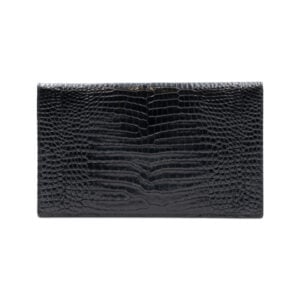 Alternative view of Saint Laurent Black Patent Calfskin Crocodile Embossed Uptown Pouch