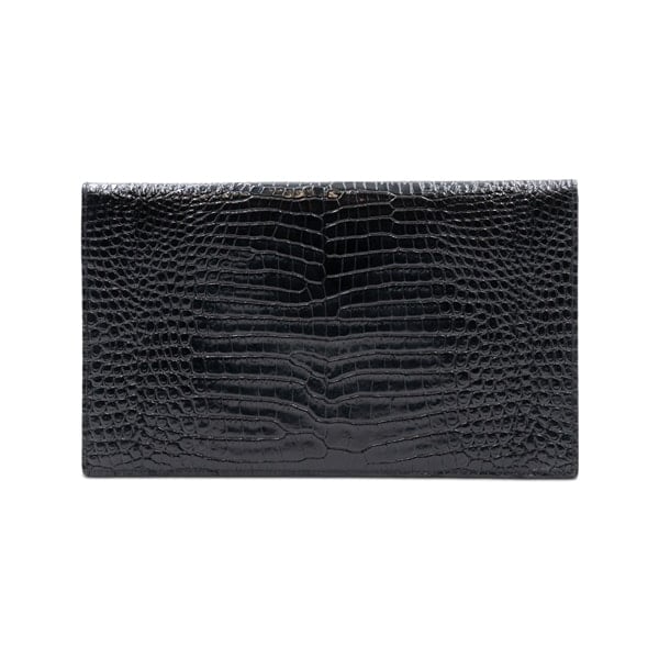 Saint Laurent Black Patent Calfskin Crocodile Embossed Uptown Pouch - Image 2
