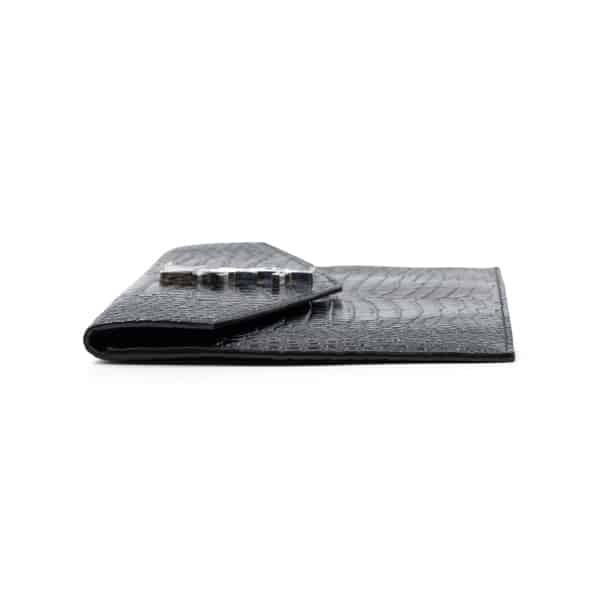 Saint Laurent Black Patent Calfskin Crocodile Embossed Uptown Pouch - Image 4
