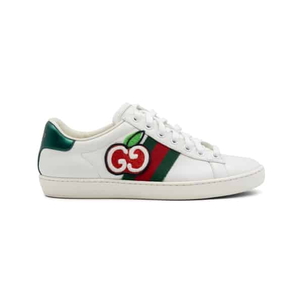 Gucci White Leather GG Apple Applique Ace Sneakers - Image 2
