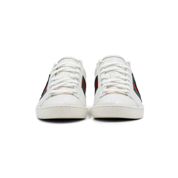 Gucci White Leather GG Apple Applique Ace Sneakers - Image 4