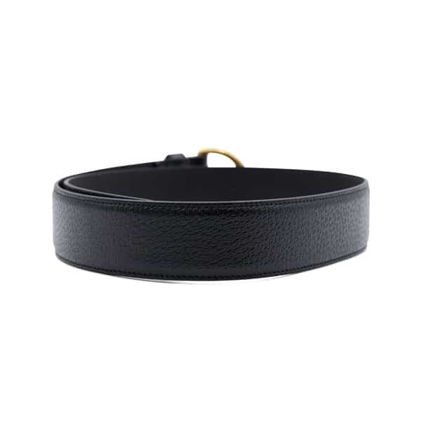 Gucci Brushed D-Ring Black Leather Belt - Image 2