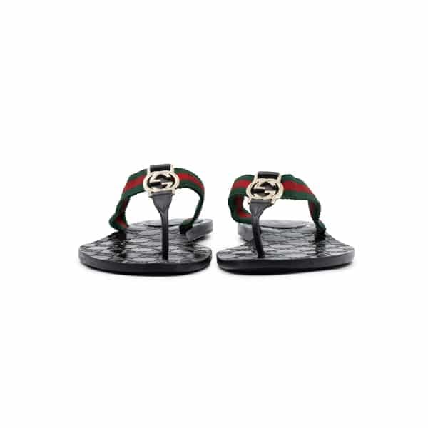 Gucci Interlocking GG Green/Red Web Sandals - Image 4