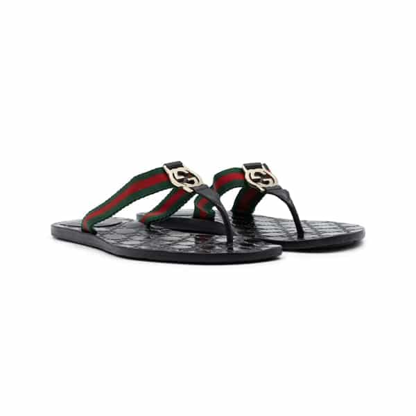 Gucci Interlocking GG Green/Red Web Sandals