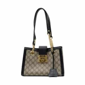 Gucci Beige/Black GG Supreme Coated Canvas & Leather Small Padlock Tote Bag