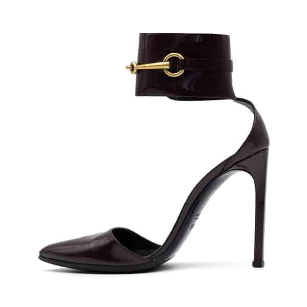 Gucci Burgundy Patent Leather Ursula Ankle Strap Pumps - Image 3