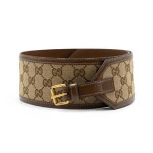 Gucci Brown GG Canvas & Leather Wide Waist Belt
