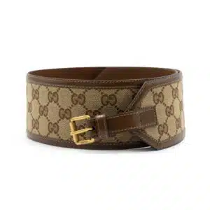 Gucci Brown GG Canvas & Leather Wide Waist Belt