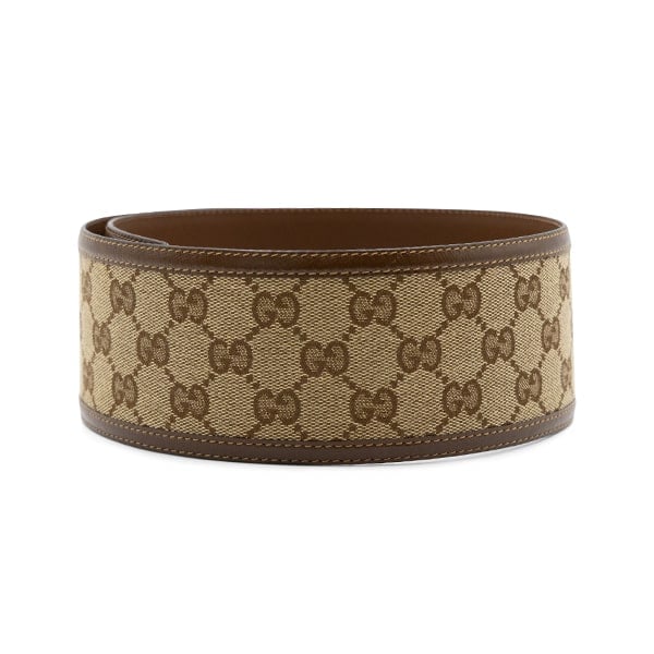 Gucci Brown GG Canvas & Leather Wide Waist Belt - Image 2