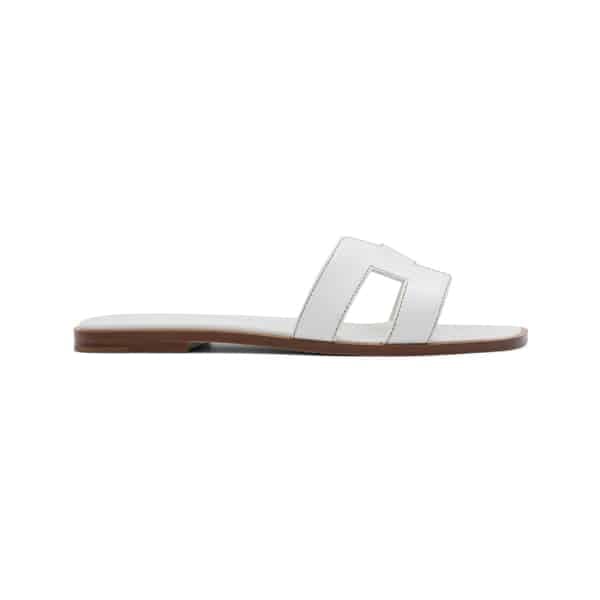 Hermes White Leather Oran Sandals - Image 2