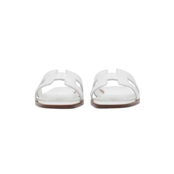 Hermes White Leather Oran Sandals - Image 4