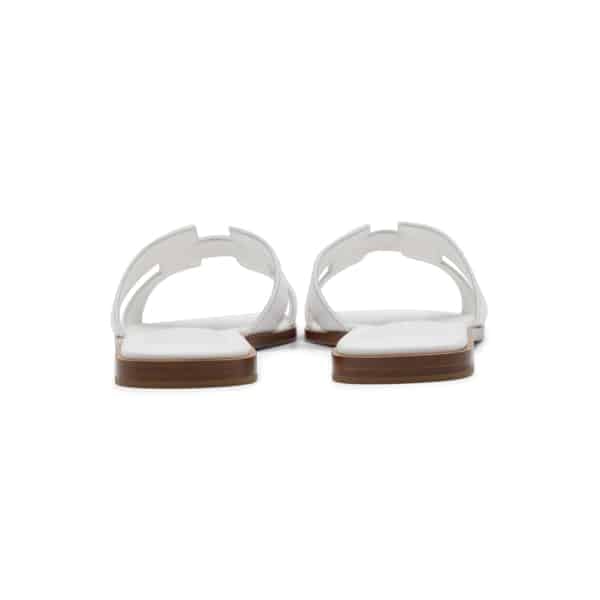 Hermes White Leather Oran Sandals - Image 5