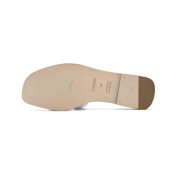 Hermes White Leather Oran Sandals - Image 6