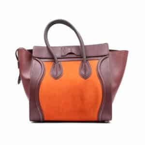 Alternative view of Celine Vermillion Nubuc & Burgundy Leather Mini Luggage Tote Bag