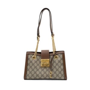 Gucci Beige/Brown GG Supreme Coated Canvas & Leather Small Padlock Tote Bag