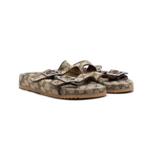 Gucci GG Supreme Monogram Canvas Slide Sandals
